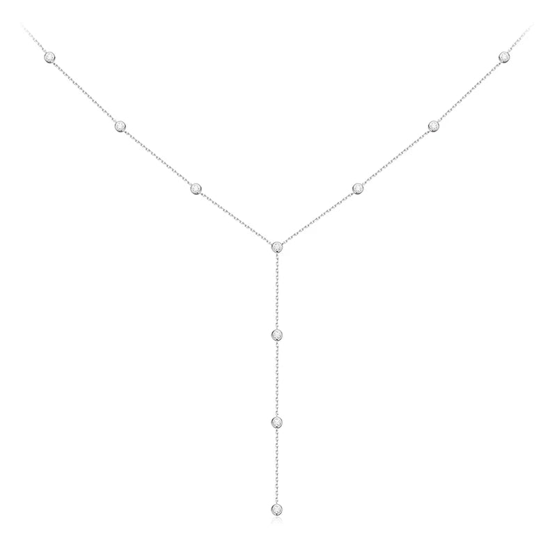 moissanite שרשרת עניבה משובצת 