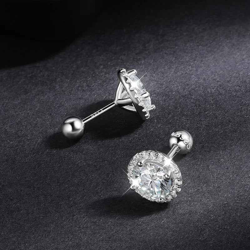 Moissanite עגילי עיגול יוקרתיים