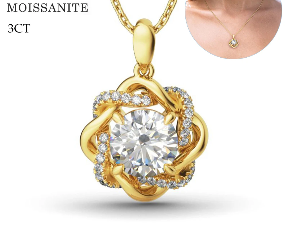 Original Moissanite Diamond Jewelry Sets for Women with Certificate Necklace Earrings Bangle Sets 925 Silver Wedding Luxury Gift