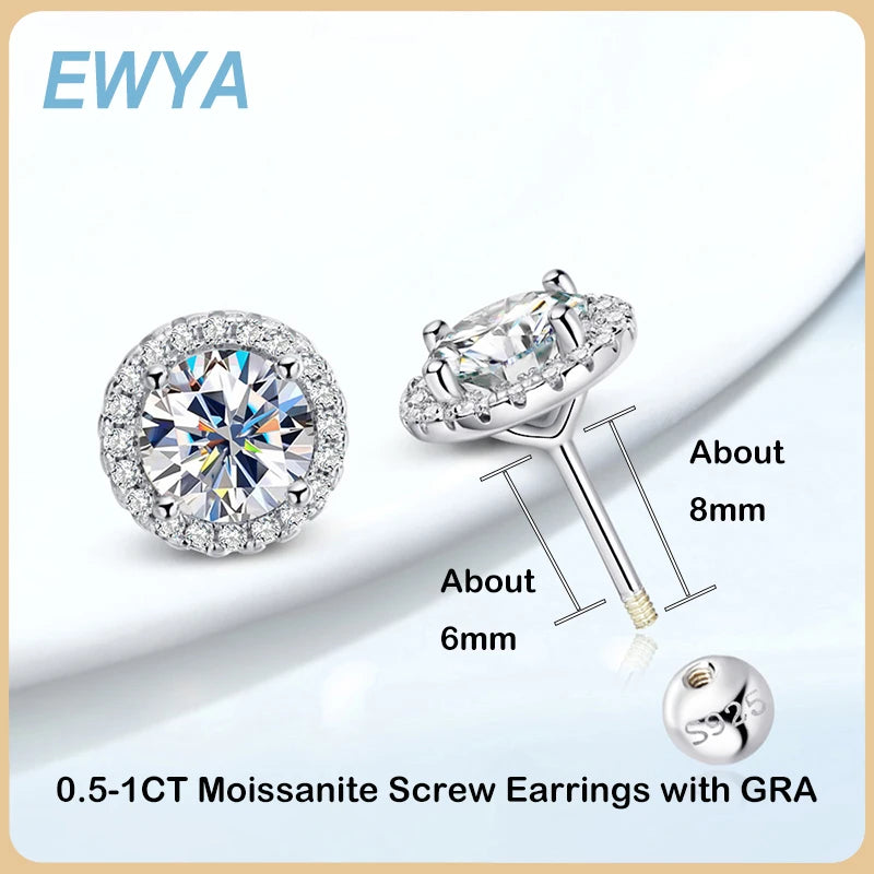 Moissanite עגילי עיגול יוקרתיים