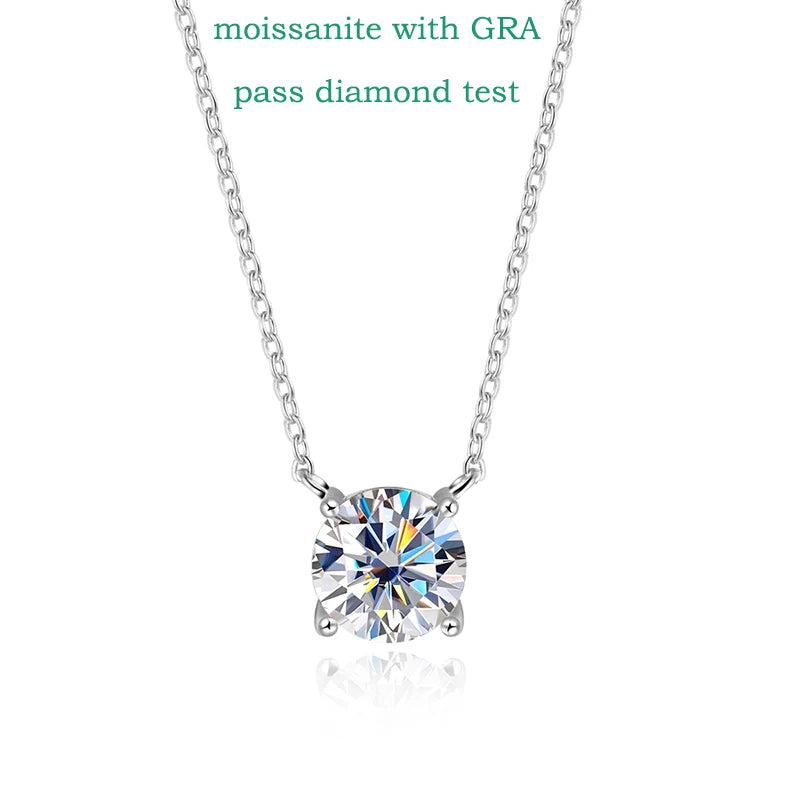 moissanite/zircon שרשרת עיגול 
