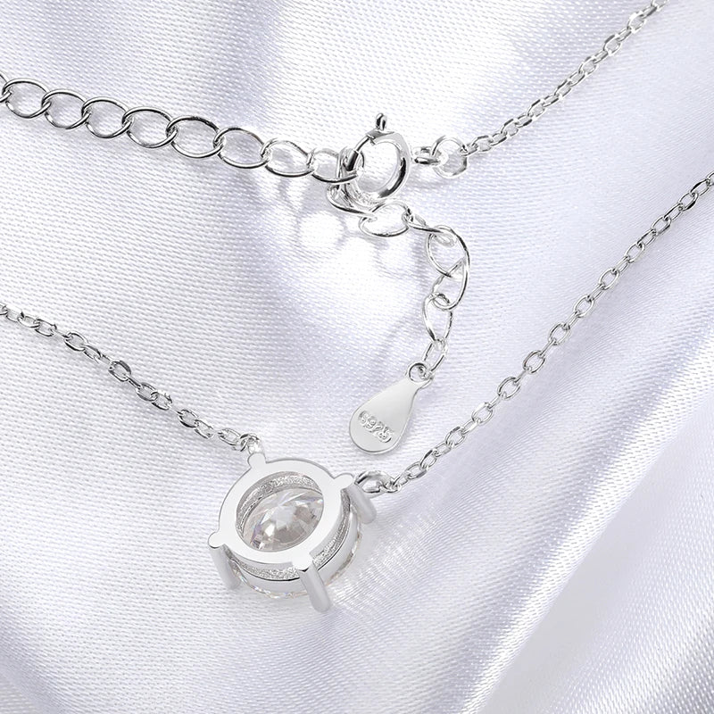 moissanite/zircon שרשרת עיגול 