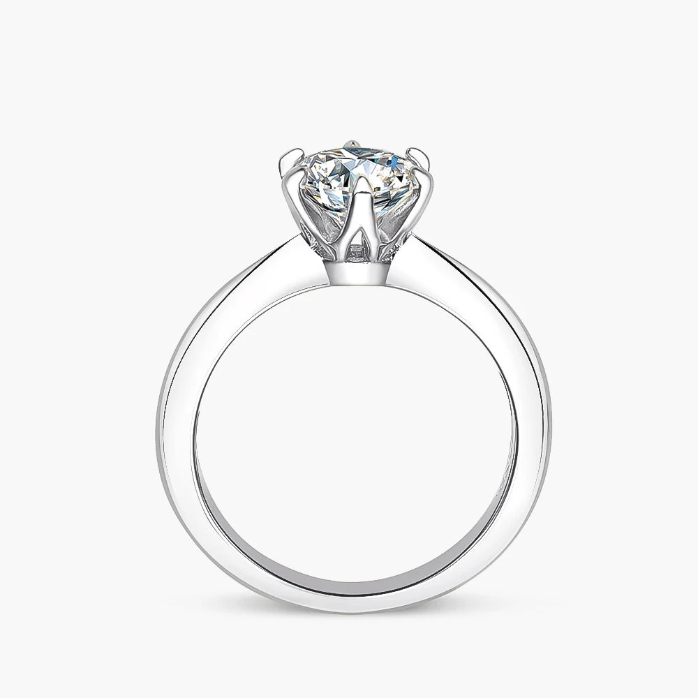 Moissanite סט טבעת עגילים ושרשרת עיגול יוקרה 
