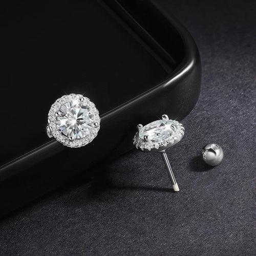 Moissanite עגילי עיגול יוקרתיים