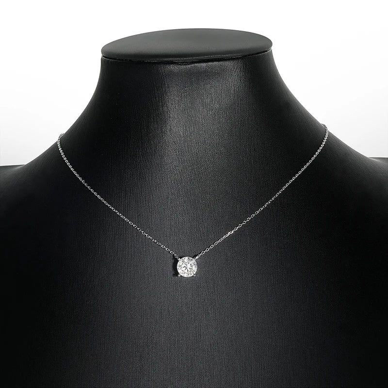 moissanite/zircon שרשרת עיגול 