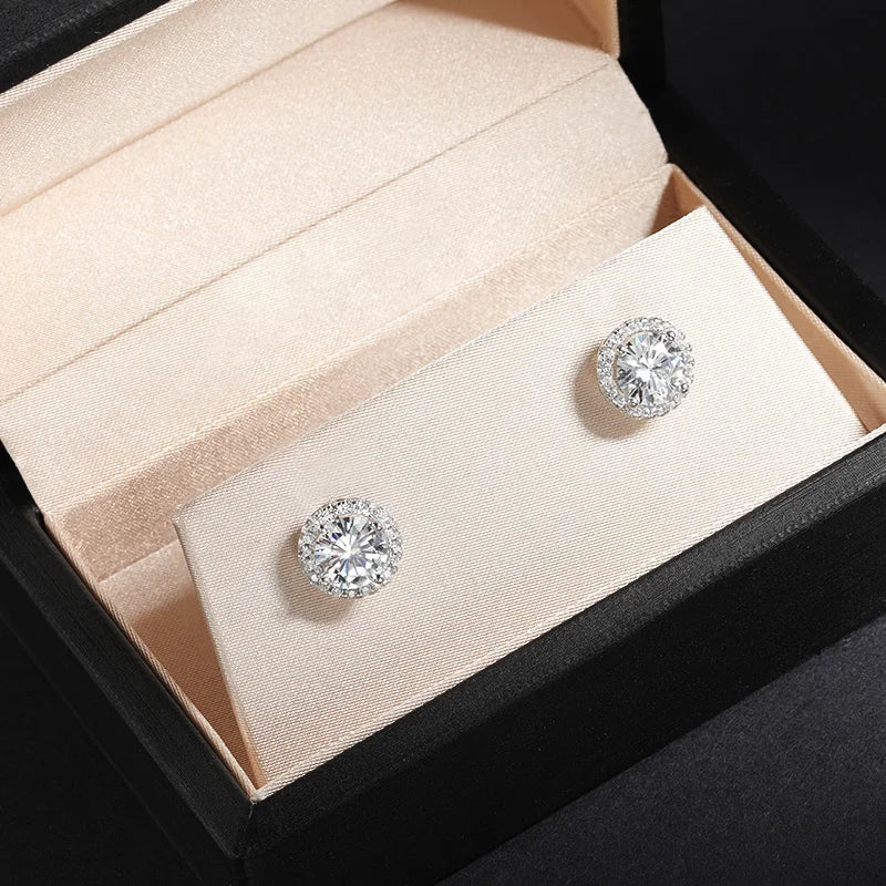 Moissanite עגילי עיגול יוקרתיים