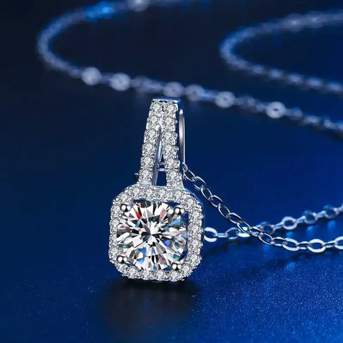  Moissanite סט שרשרת ועגילי ריבוע יוקרתיים