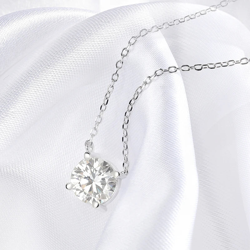 moissanite/zircon שרשרת עיגול 