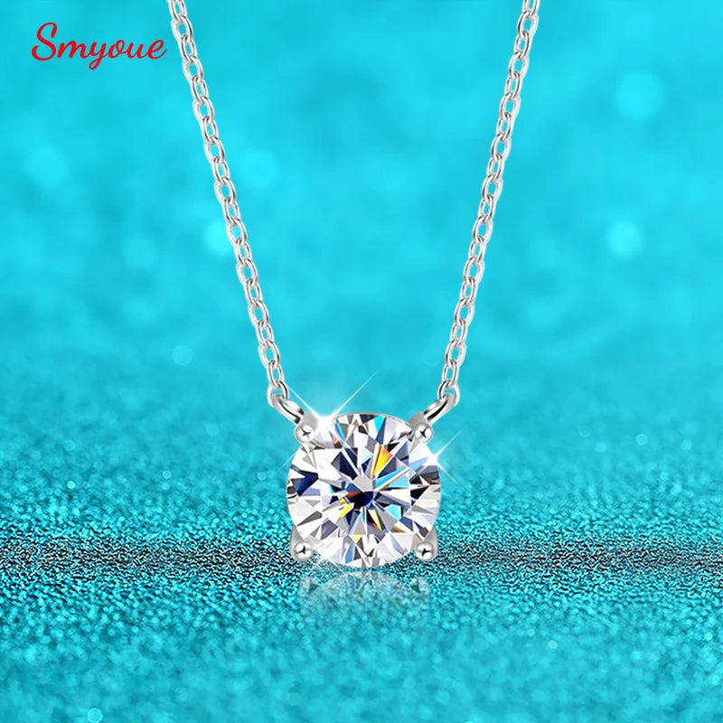 moissanite/zircon שרשרת עיגול 