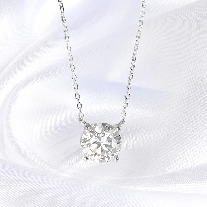 moissanite/zircon שרשרת עיגול 