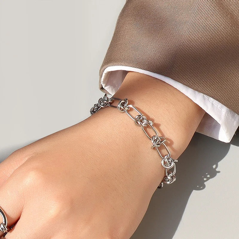 316L Stainless Steel Cuban Chain Bracelet for Men Women Figaro Vintage Metal Viking Kpop Pulseras Emo Cute Luxury Jewelry Gift