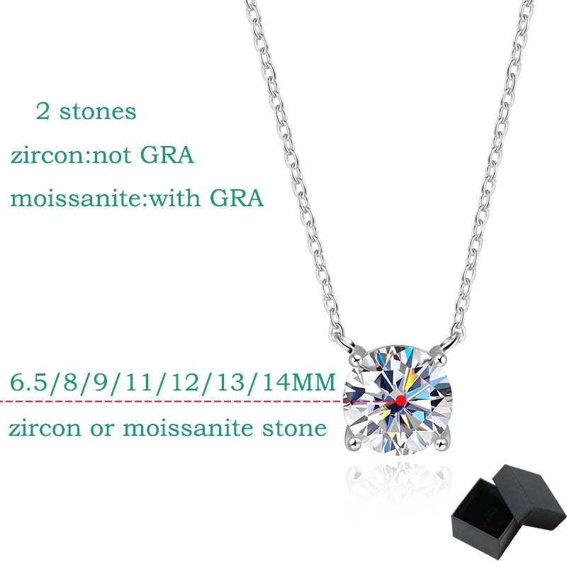 moissanite/zircon שרשרת עיגול 