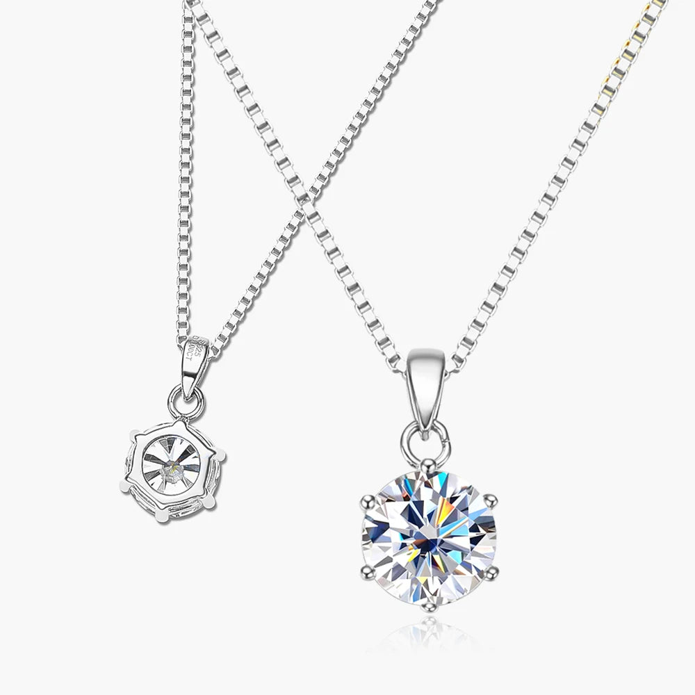 Moissanite סט טבעת עגילים ושרשרת עיגול יוקרה 