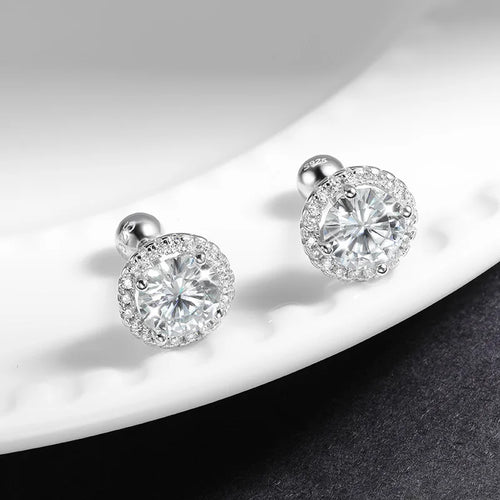 Moissanite עגילי עיגול יוקרתיים